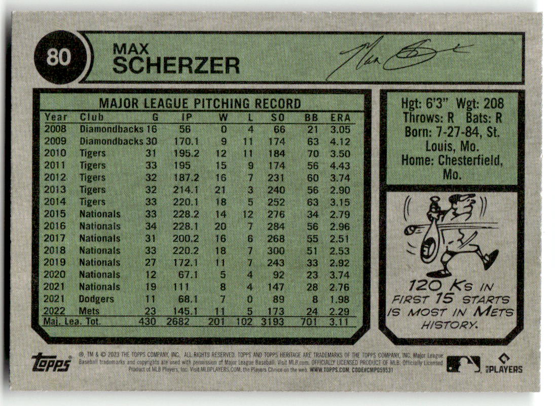 2023 Topps Heritage #80 Max Scherzer