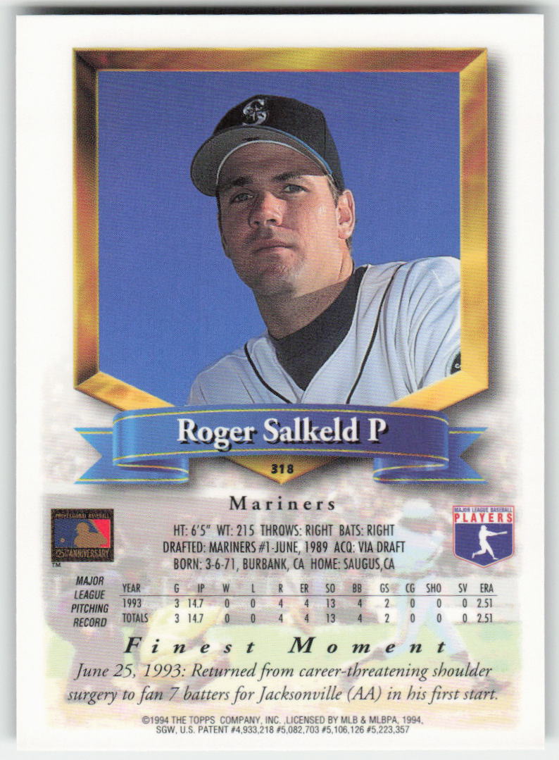 1994 Topps Finest #318 Roger Salkeld