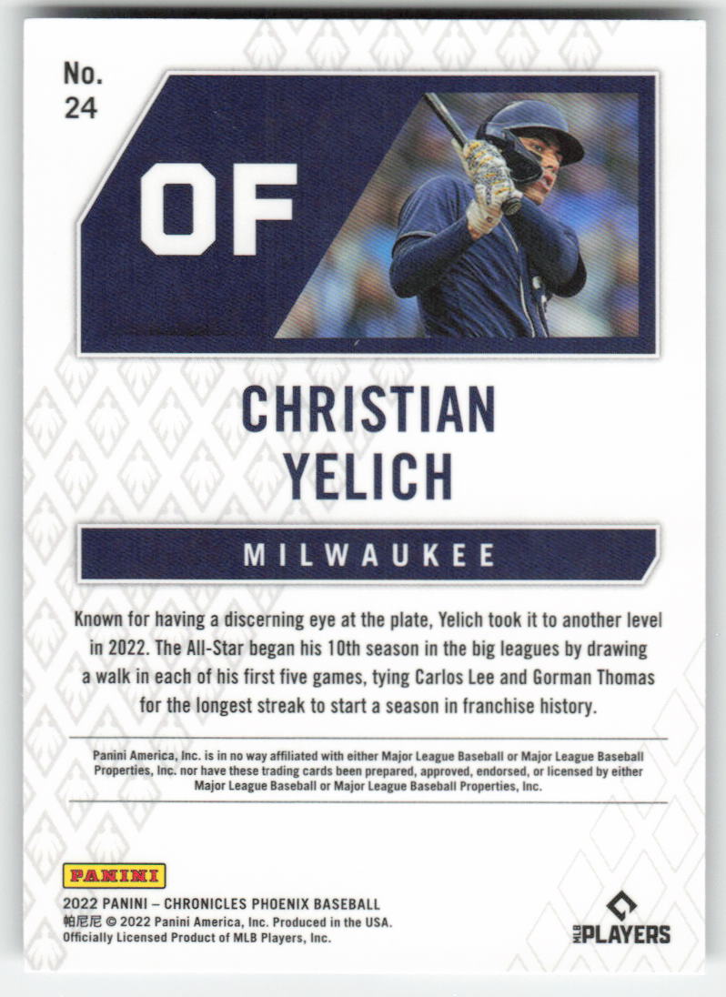 2022 Panini Chronicles #24 Christian Yelich Phoenix Building Blocks