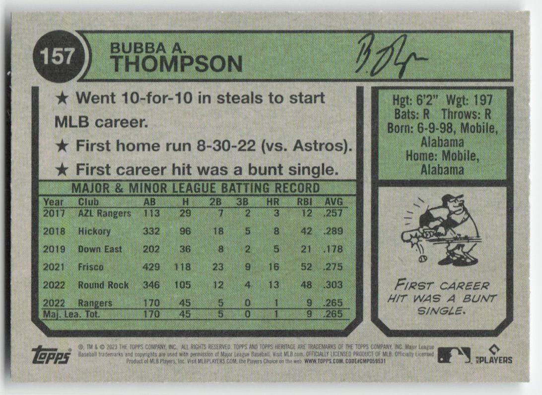 2023 Topps Heritage #157 Bubba Thompson