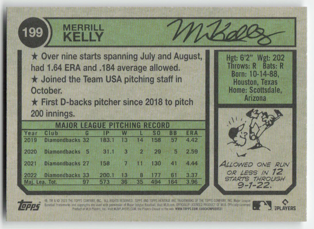 2023 Topps Heritage #199 Merrill Kelly