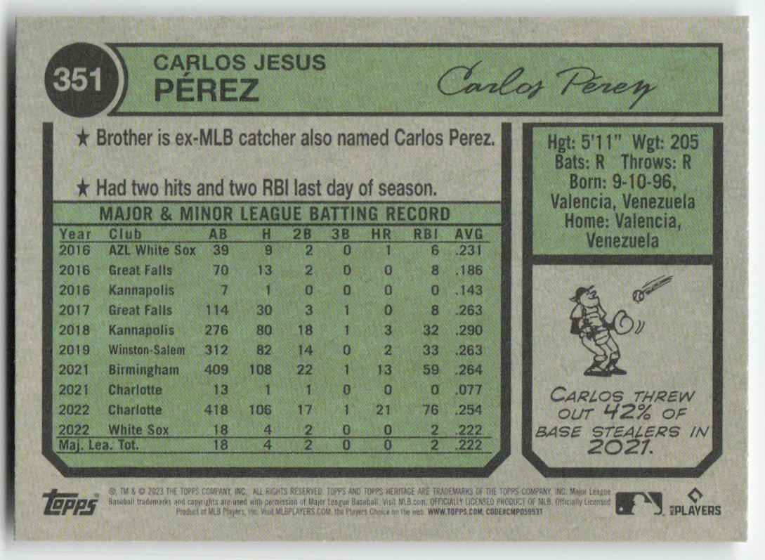 2023 Topps Heritage #351 Carlos Pérez