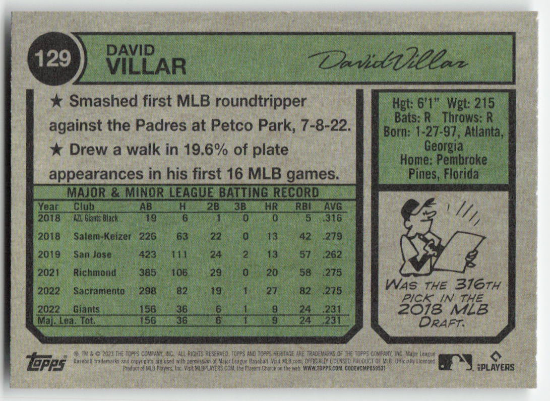 2023 Topps Heritage #129 David Villar