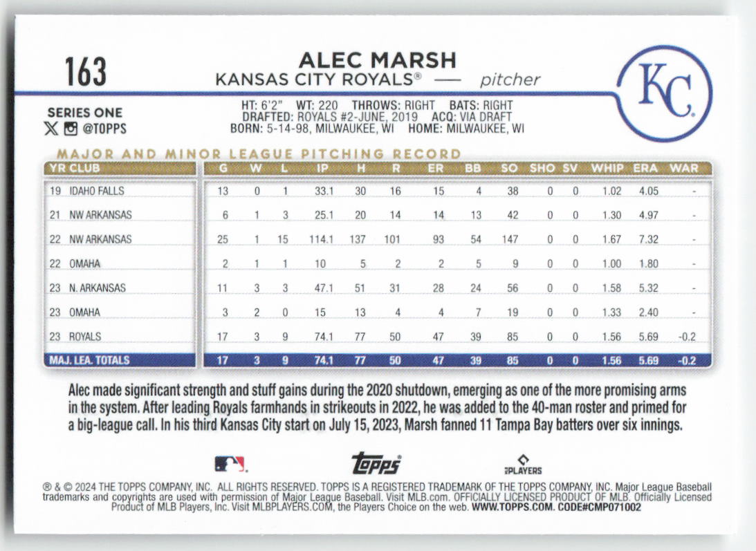 2024 Topps #163 Alec Marsh
