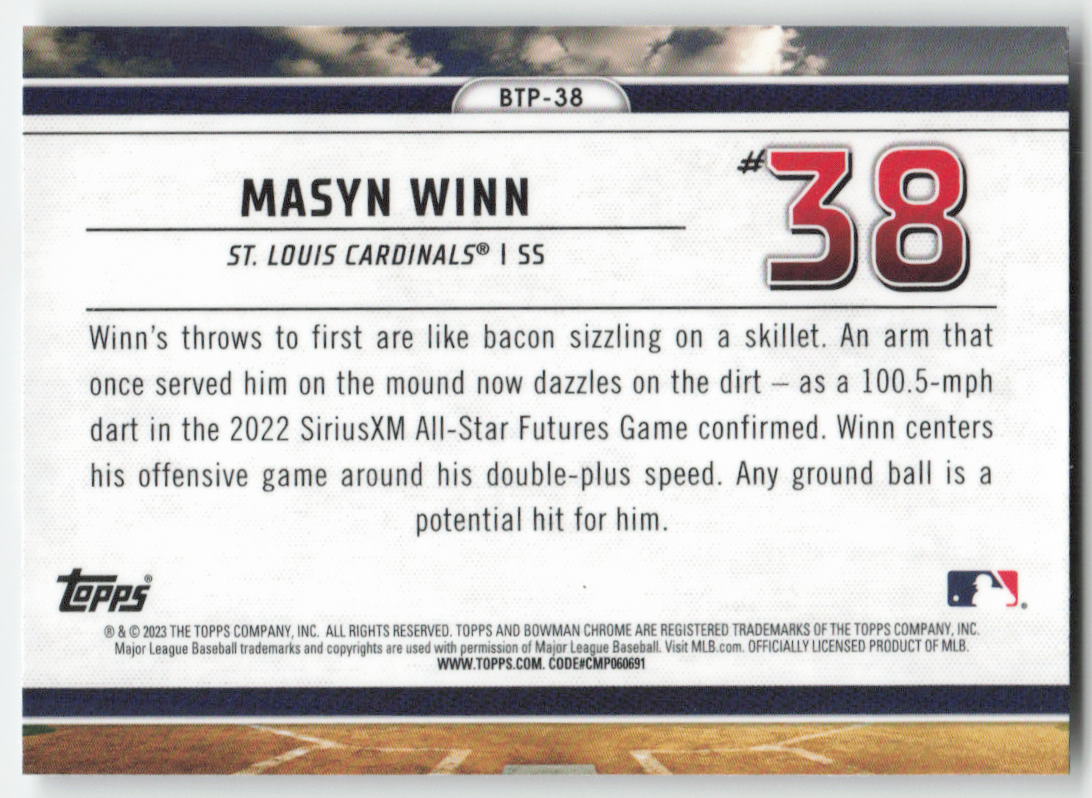 2023 Bowman #BTP-38 Masyn Winn Bowman Scouts Top 100