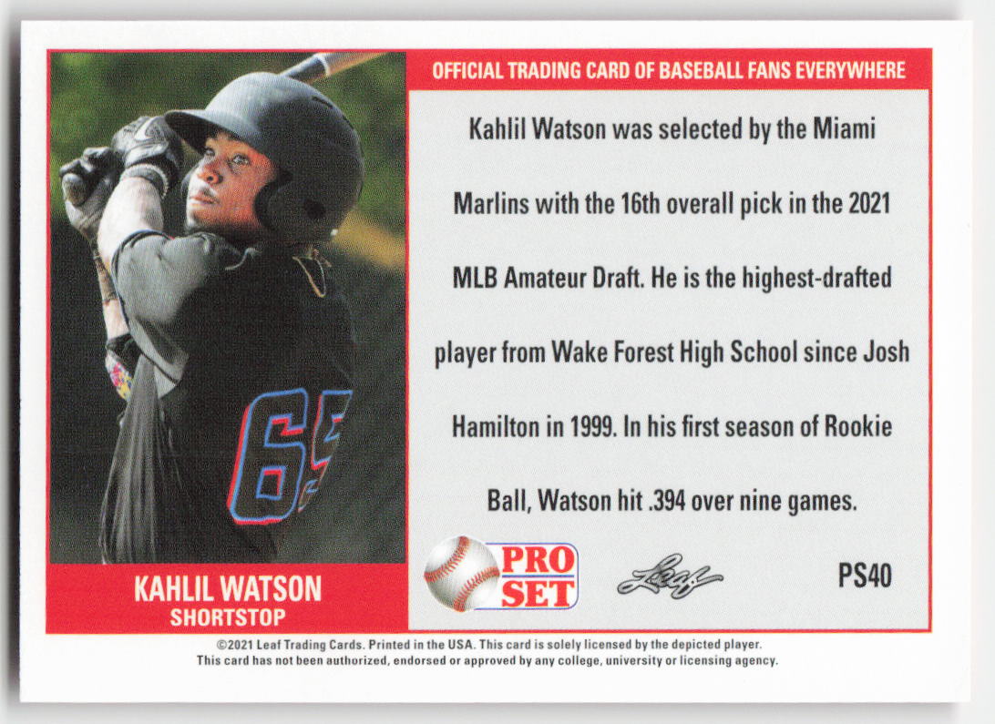 2021 Pro Set #PS40 Kahlil Watson
