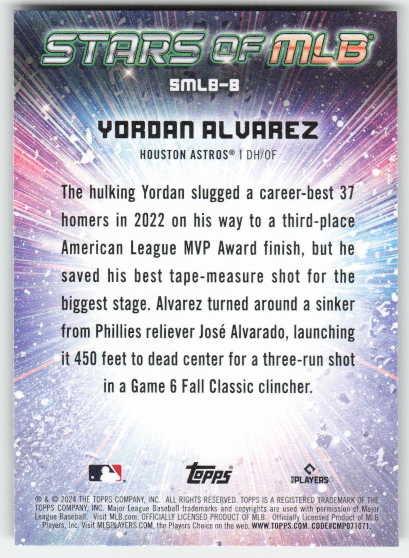2024 Topps #SMLB-8 Yordan Alvarez Stars of MLB