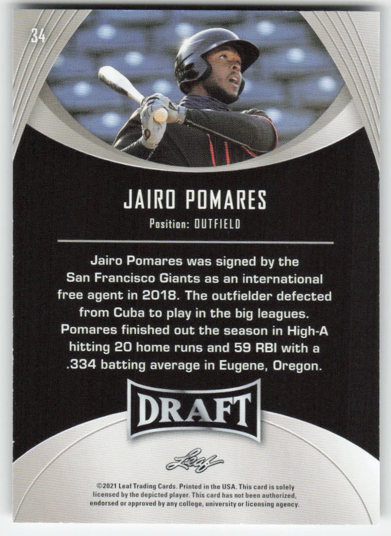 2021 Leaf Draft #34 Jairo Pomares