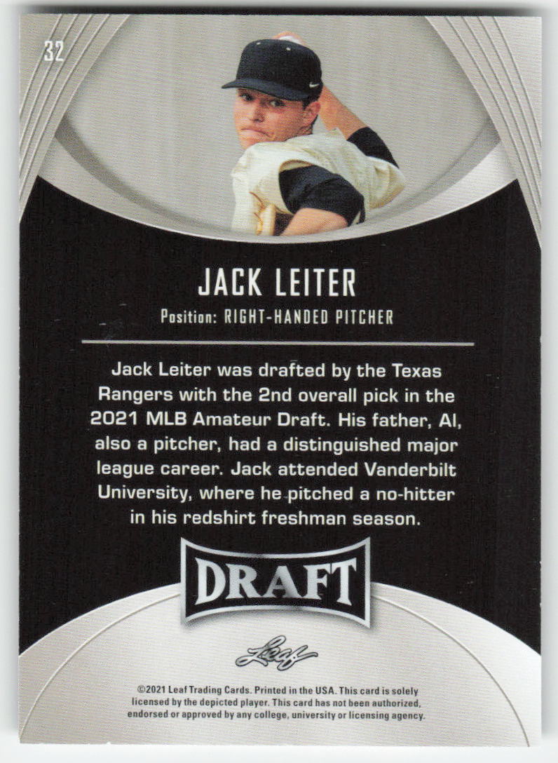 2021 Leaf Draft #32 Jack Leiter