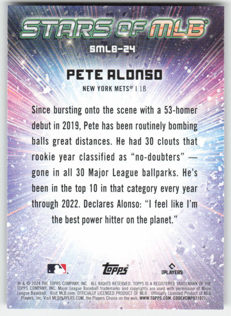 2024 Topps #SMLB-24 Pete Alonso Stars of MLB New York Mets 633