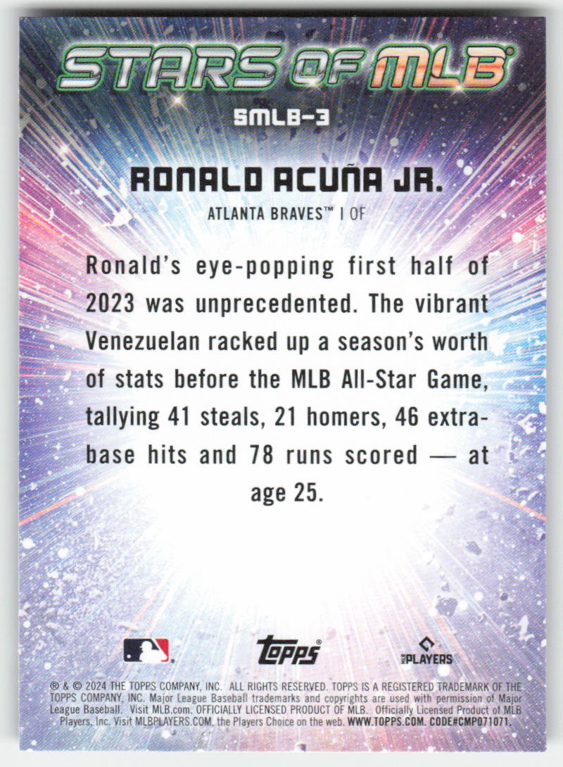 2024 Topps #SMLB-3 Ronald Acuña Jr. Stars of MLB Atlanta Braves 910