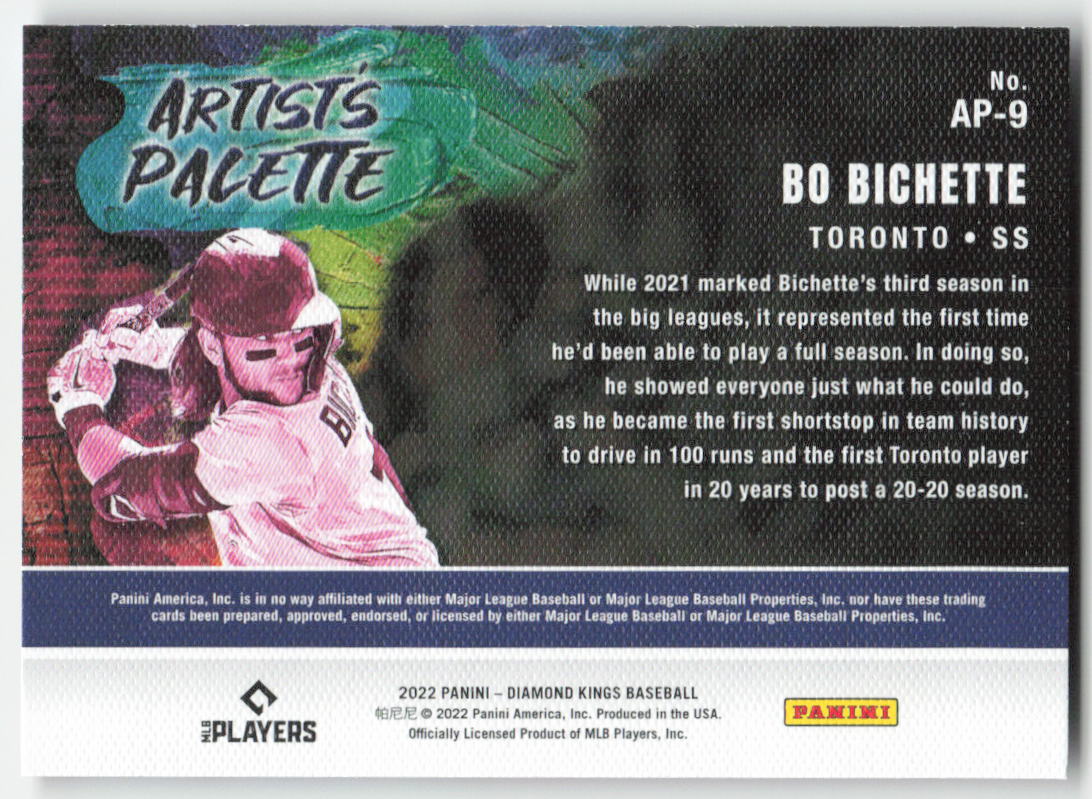 2022 Panini Diamond Kings #AP-9 Bo Bichette Artist's Palette Blue Jays 947