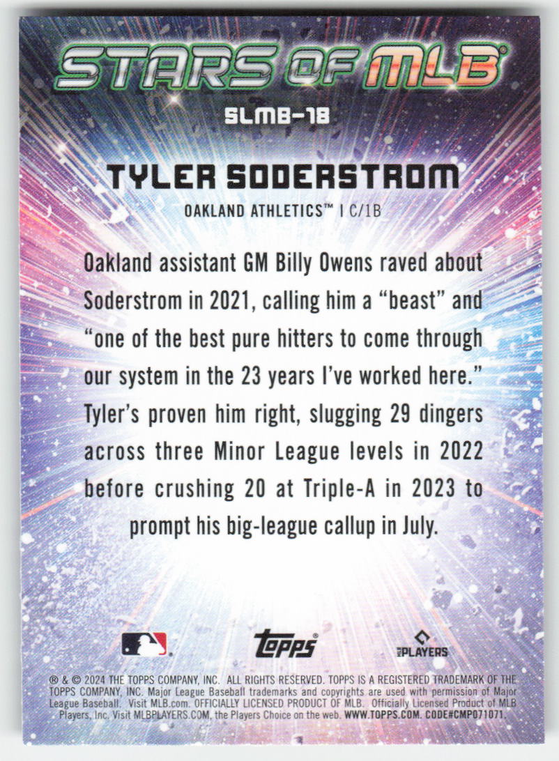 2024 Topps #SLMB-18 Tyler Soderstrom Stars of MLB Oakland Athletics 993