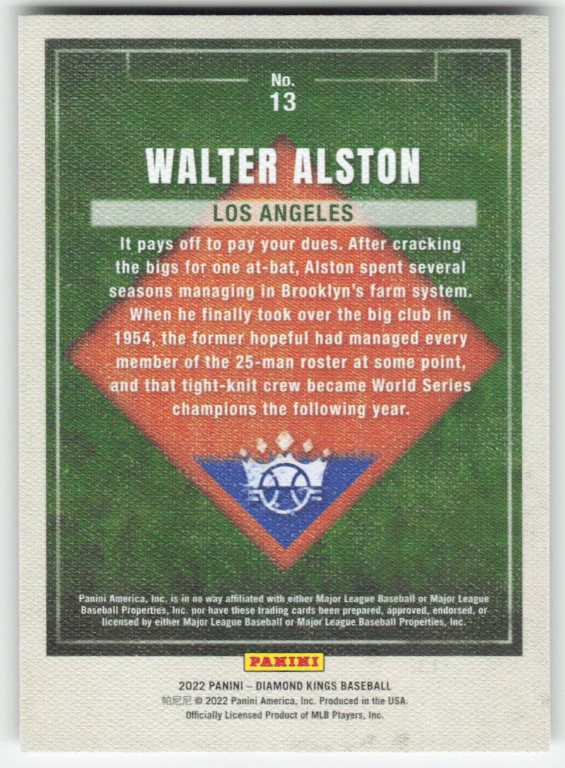 2022 Panini Diamond Kings #13 Walter Alston Los Angeles Dodgers 1008