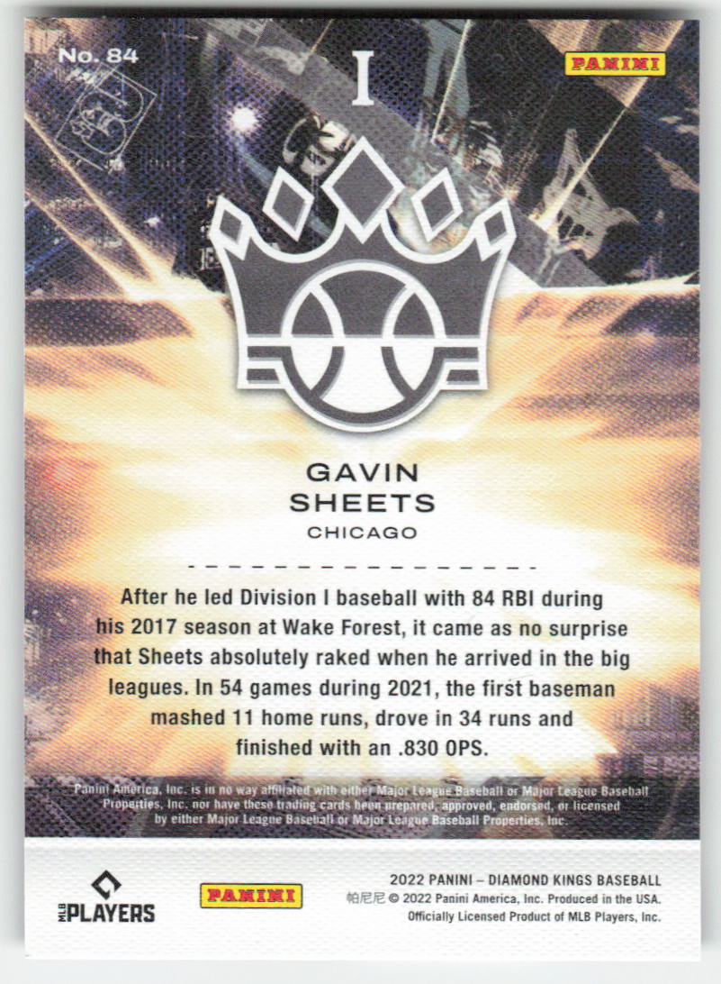2022 Panini Diamond Kings #84 Gavin Sheets Chicago White Sox Rookie 1010