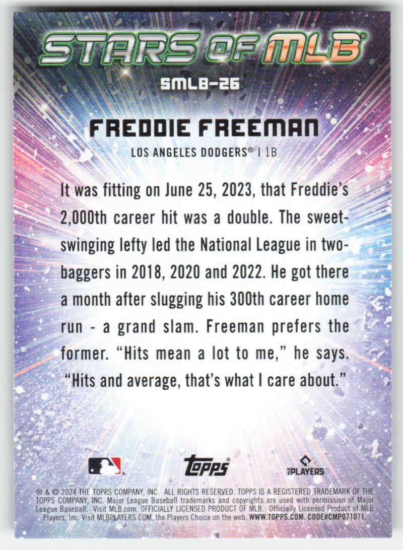 2024 Topps #SMLB-26 Freddie Freeman Stars of MLB Los Angeles Dodgers 1036