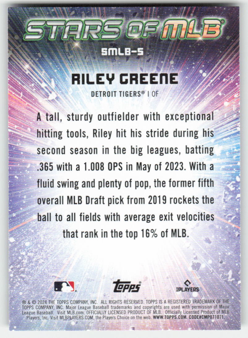 2024 Topps #SMLB-5 Riley Greene Stars of MLB Detroit Tigers 1037