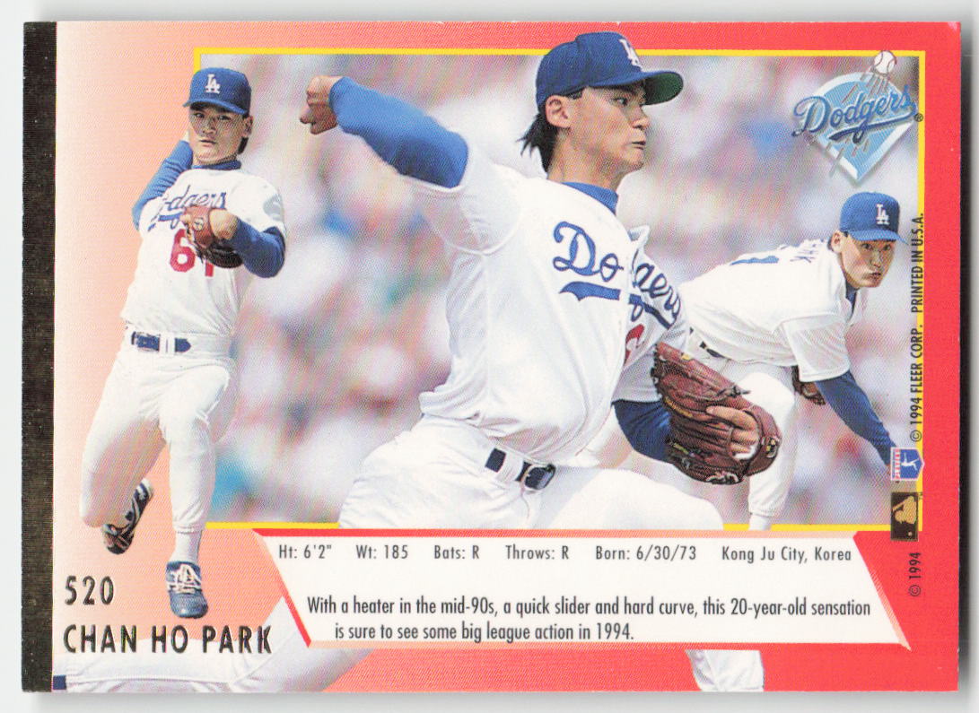 1994 Ultra #520 Chan Ho Park Los Angeles Dodgers Rookie 1054