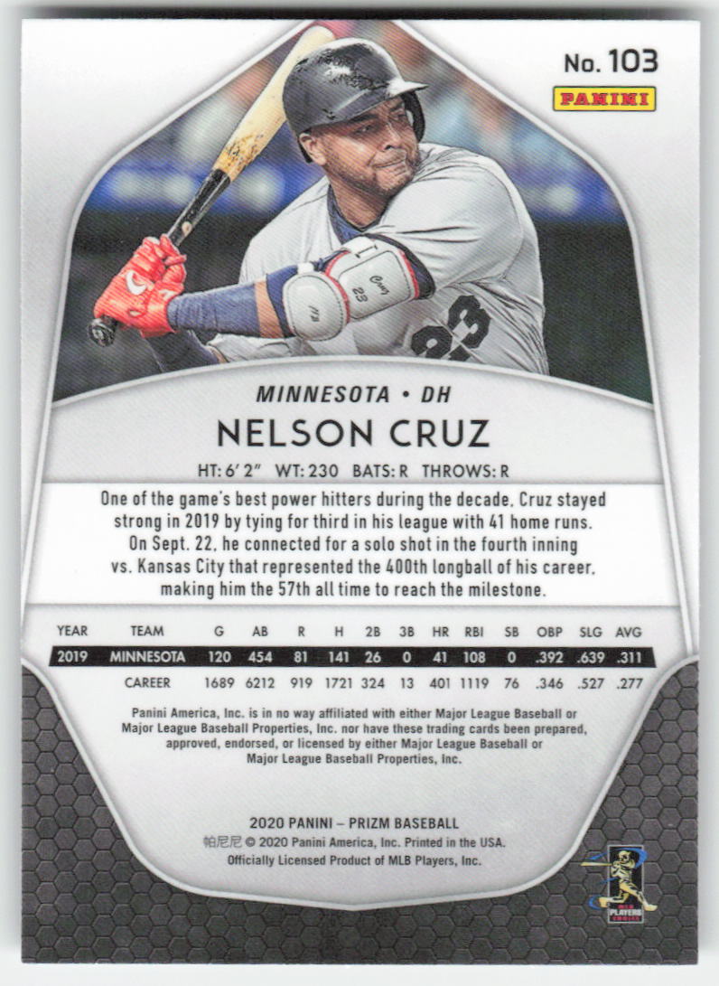 2020 Panini Prizm #103 Nelson Cruz Minnesota Twins 1055
