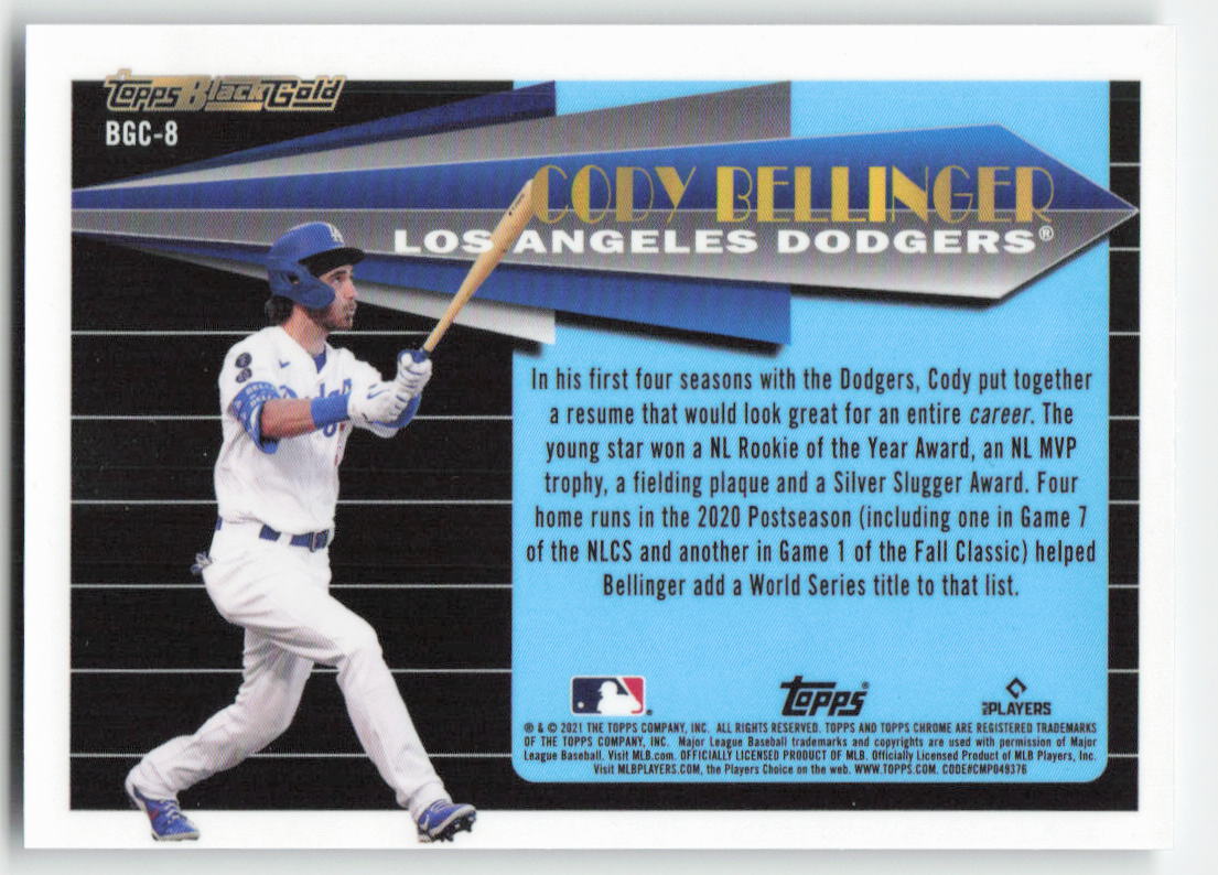 2021 Topps Chrome Update #BGC-8 Cody Bellinger Topps Black Gold Dodgers 1100