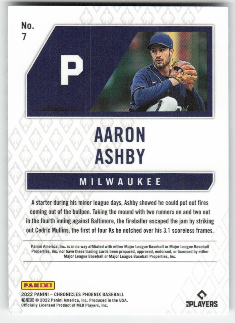 2022 Panini Chronicles #7 Aaron Ashby Phoenix Building Blocks Brewers 1113