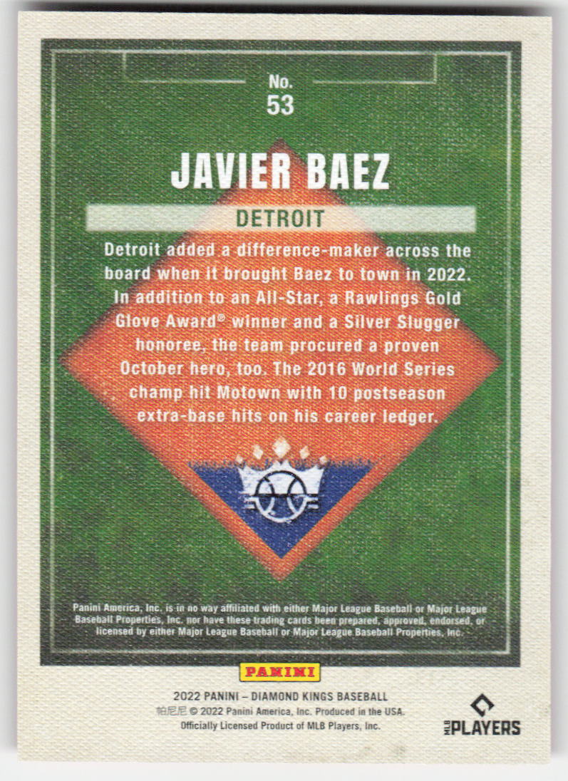 2022 Panini Diamond Kings #53 Javier Baez Framed Red Detroit Tigers 1116
