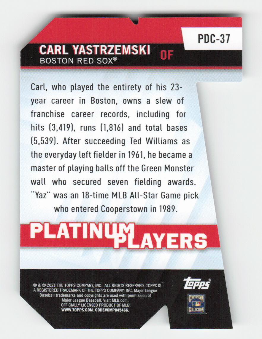 2021 Topps #PDC-37 Carl Yastrzemski Platinum Players Die Cut Boston Red Sox 1128