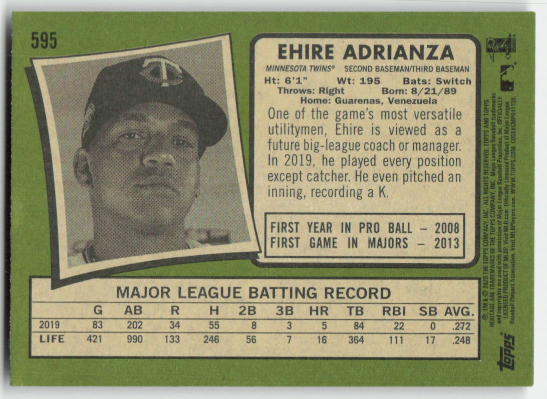 2020 Topps Heritage #595 Ehire Adrianza Minnesota Twins 1239
