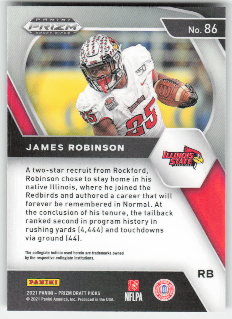 2021 Panini Prizm Draft Picks Collegiate #86 James Robinson 1654