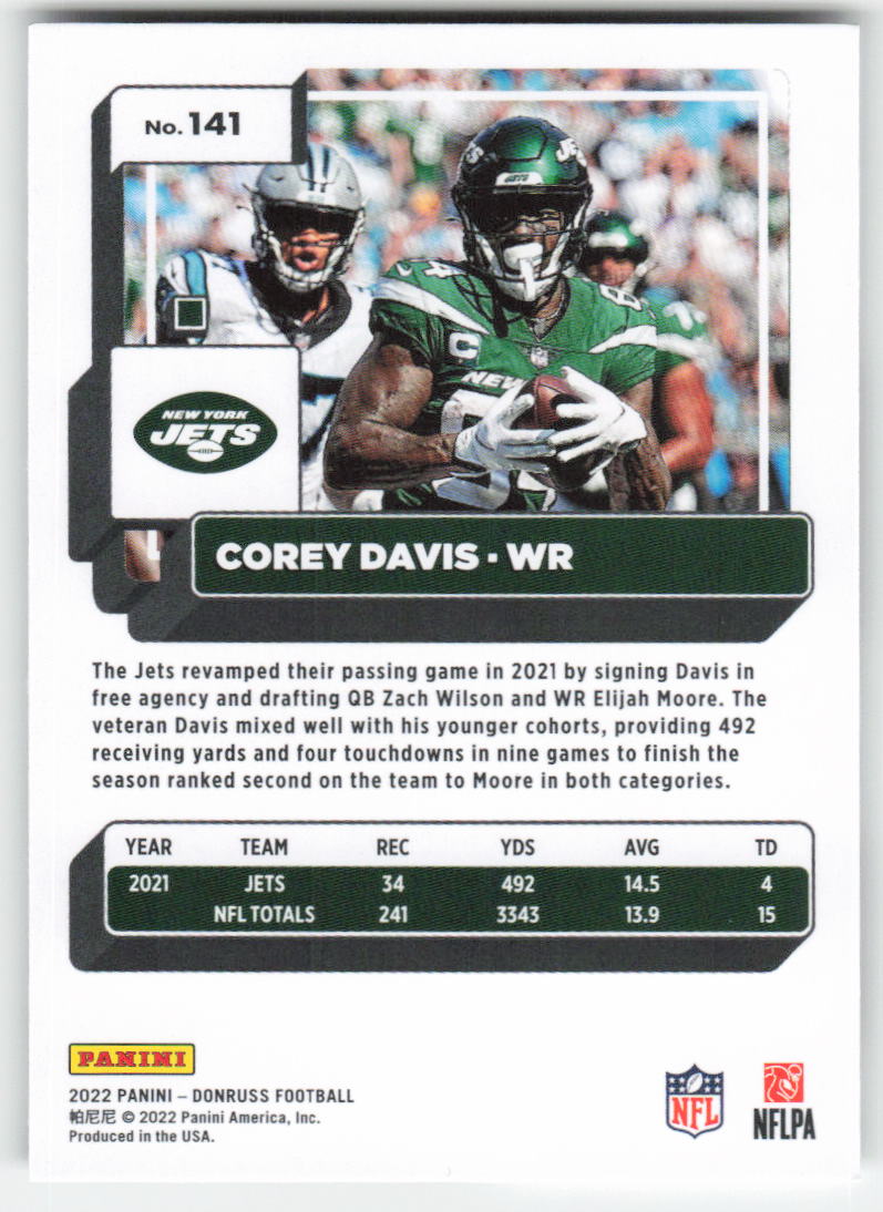 2022 Donruss #141 Corey Davis New York Jets 1697