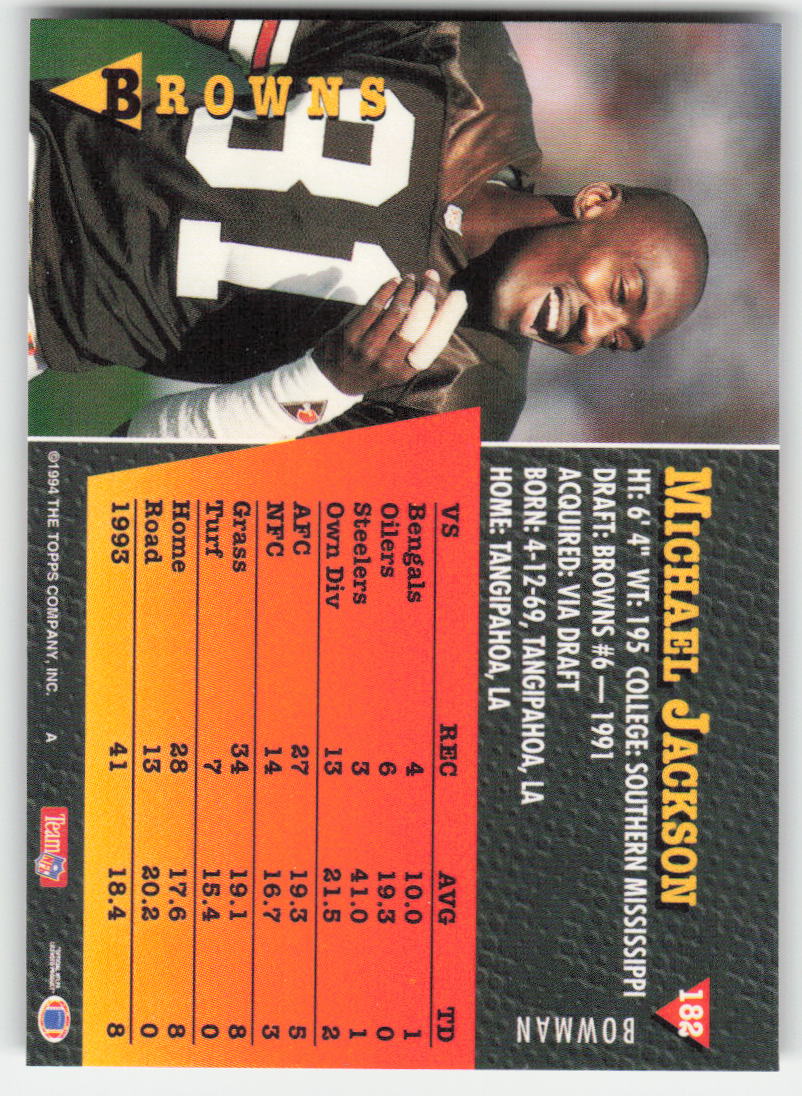1994 Bowman #182 Michael Jackson Cleveland Browns FB1-82