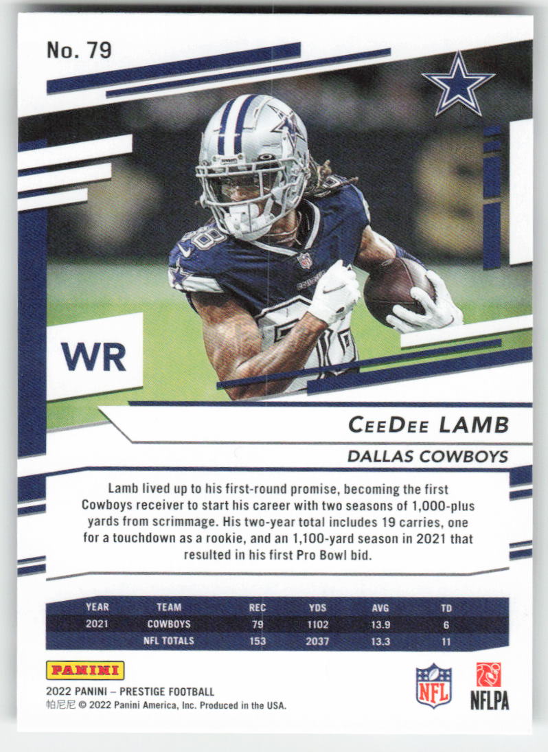 2022 Panini Prestige #79 CeeDee Lamb Dallas Cowboys FB1-123