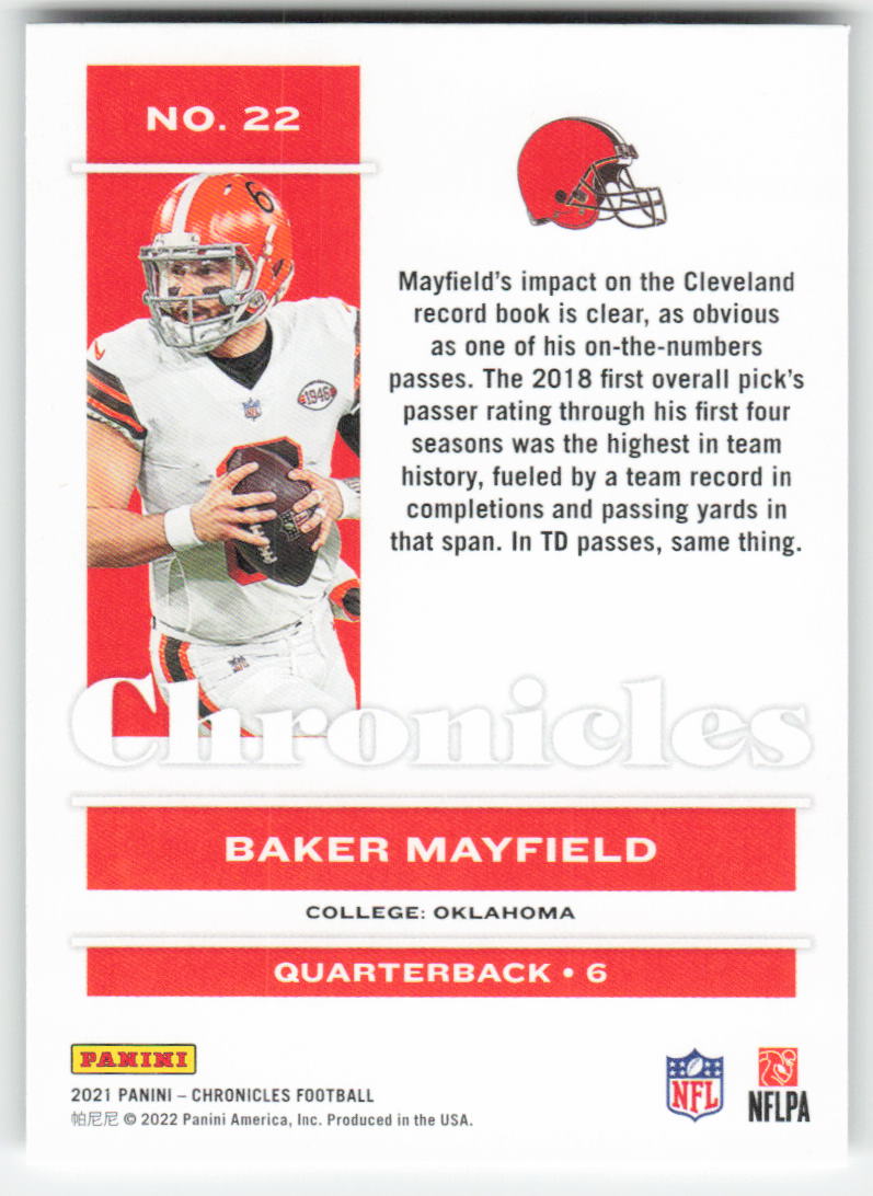 2021 Panini Chronicles #22 Baker Mayfield Cleveland Browns FB1-211