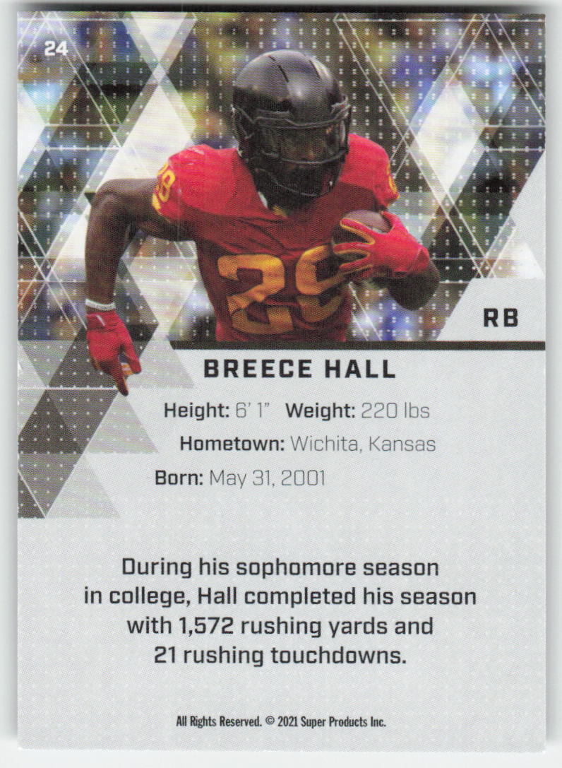 2021 Super Glow Sports #24 Breece Hall Los Angeles Clippers FB1-215