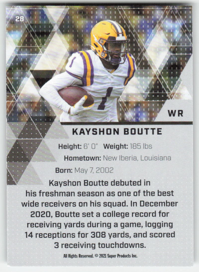 2021 Super Glow Sports #28 Kayshon Boutte LSU FB1-218