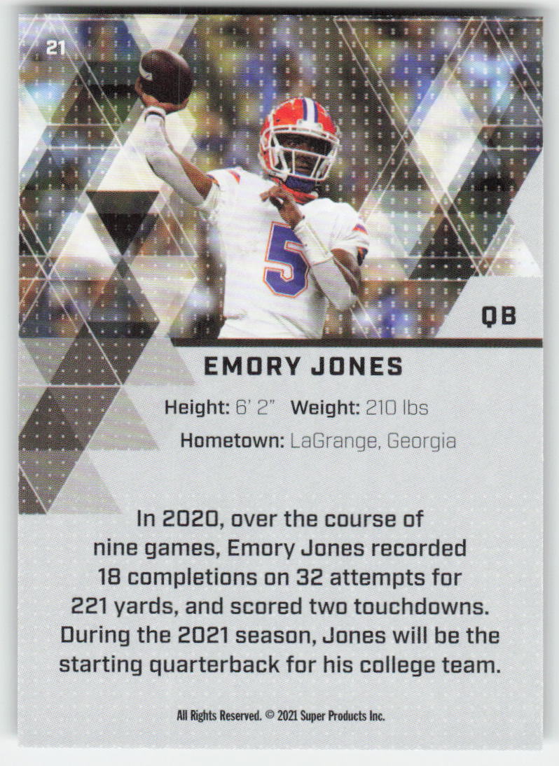 2021 Super Glow Sports #21 Emory Jones Florida Gators FB1-219