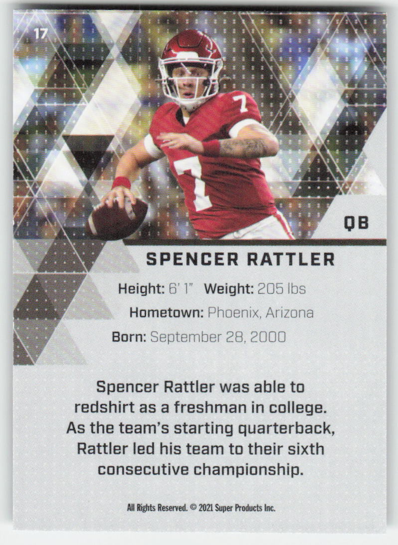 2021 Super Glow Sports #17 Spencer Rattler Oklahoma Sooners FB1-222