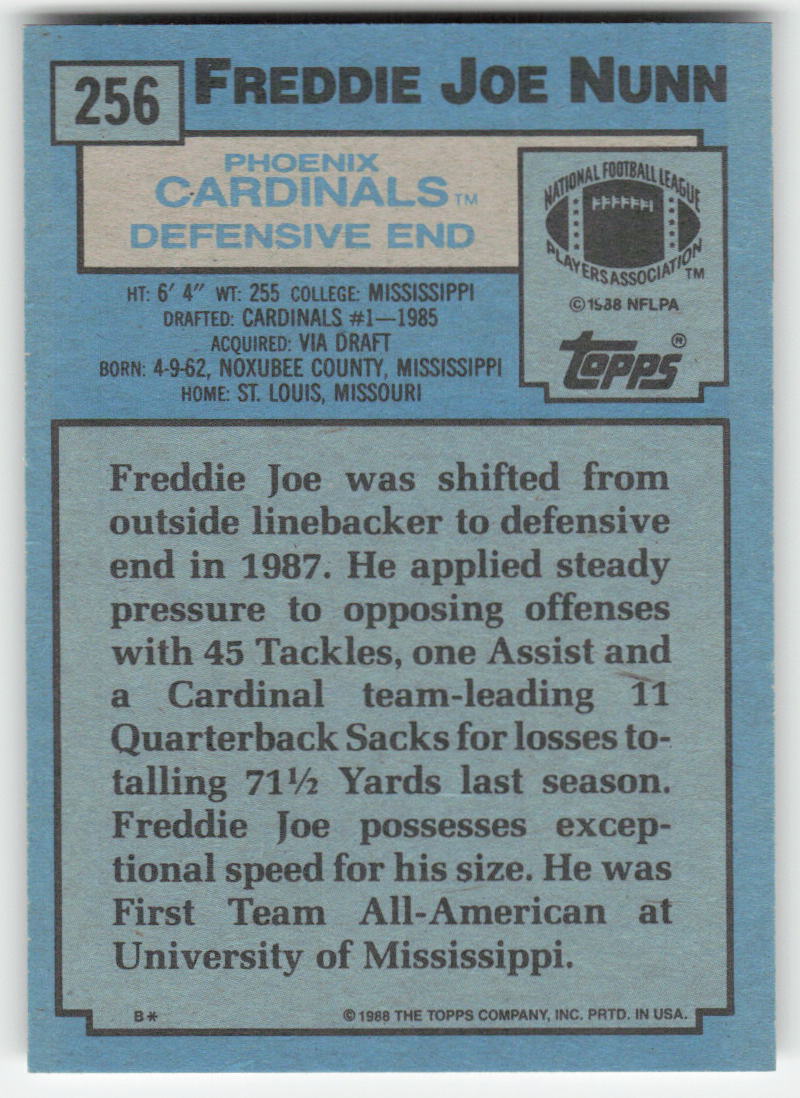 1988 Topps #256 Freddie Joe Nunn Phoenix Cardinals FB1-243