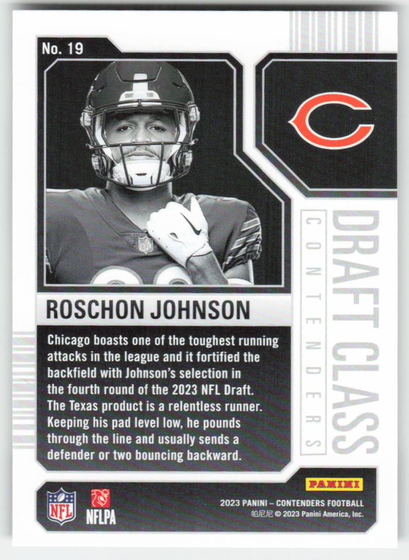 2023 Panini Contenders #19 Roschon Johnson Draft Class Chicago Bears FB1-252