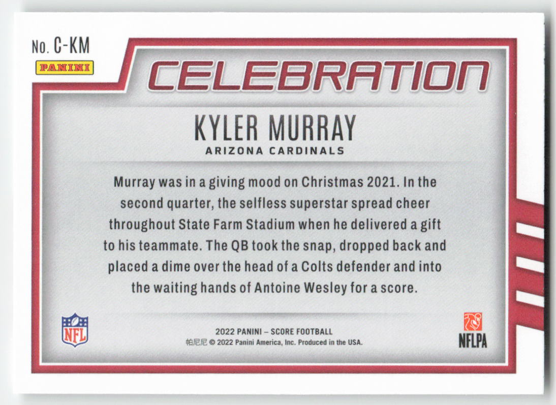 2022 Score #C-KM Kyler Murray Celebration Arizona Cardinals FB1-256