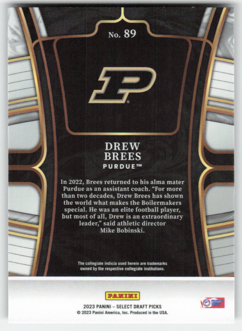 2023 Panini Select Draft Picks #89 Drew Brees Purdue Boilermakers FB1-265