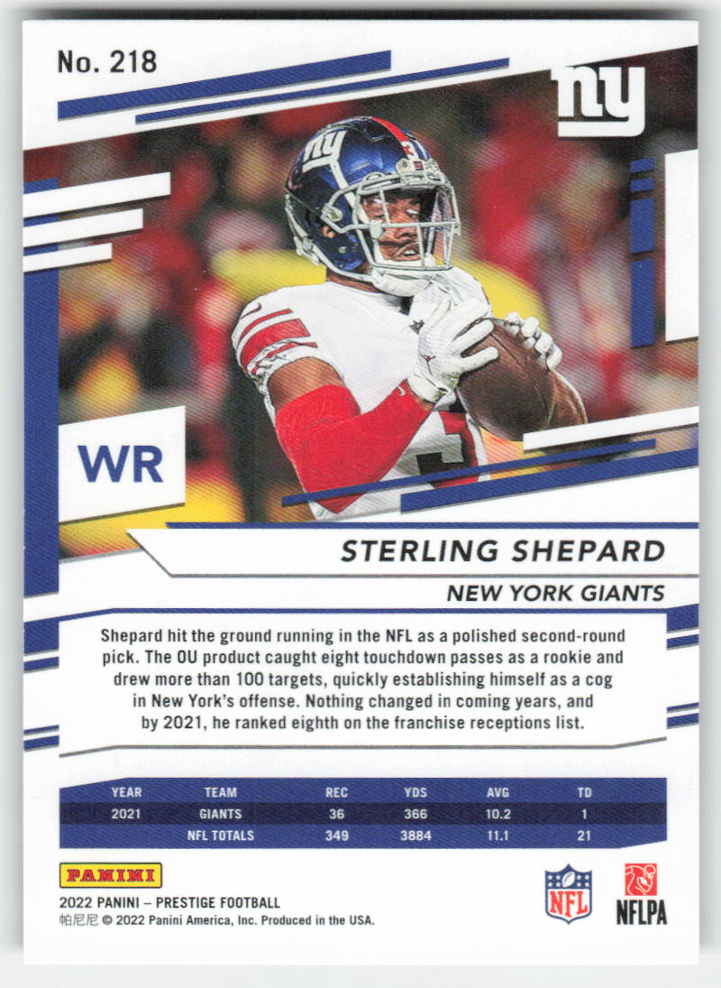 2022 Panini Prestige #218 Sterling Shepard Xtra Points Sunburst Giants FB1-276