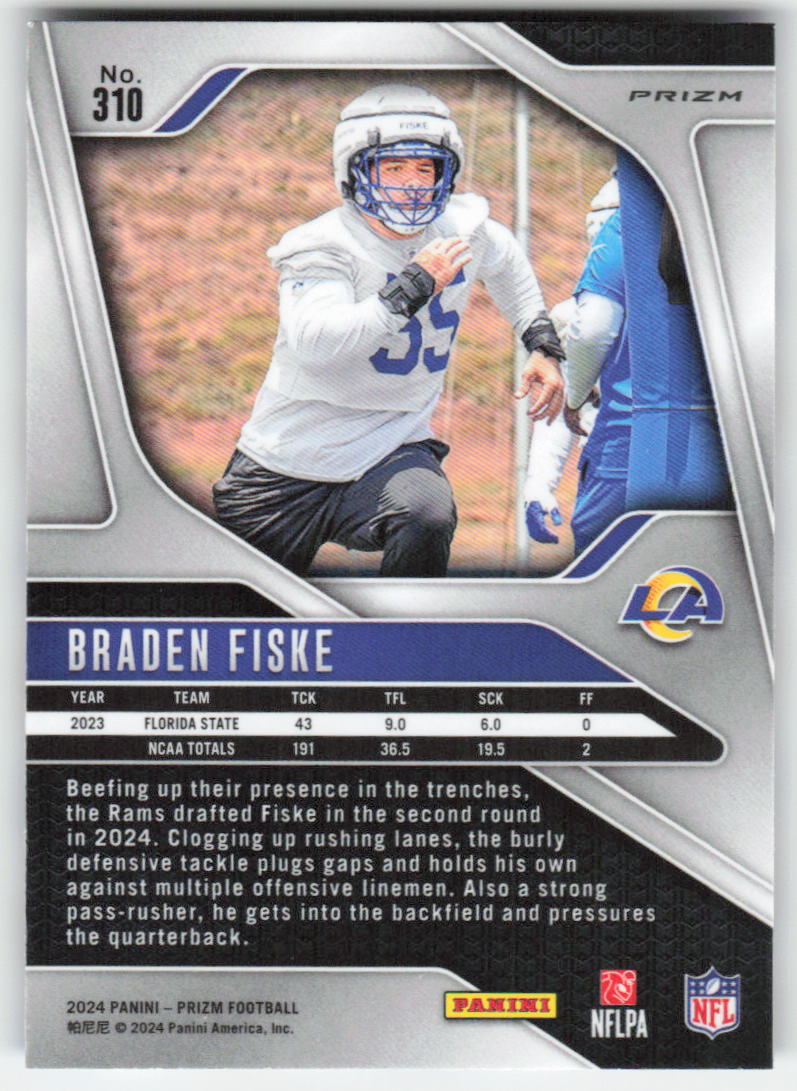2024 Panini Prizm #310 Braden Fiske Red White and Blue Rams Rookie FB1-297