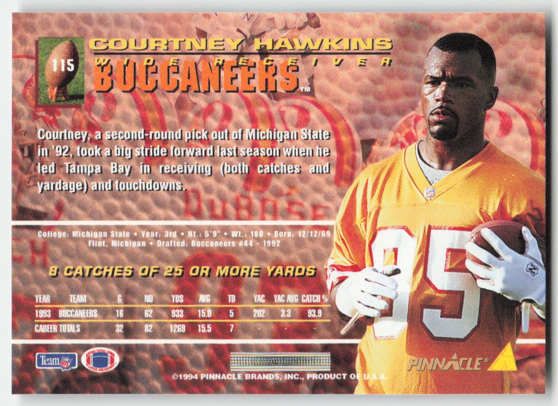 1994 Pinnacle #115 Courtney Hawkins Tampa Bay Buccaneers FB1-325