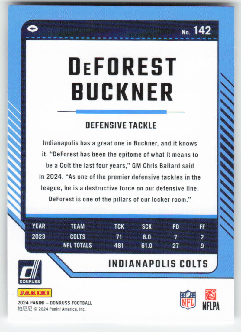 2024 Donruss #142 DeForest Buckner Indianapolis Colts FB1-389