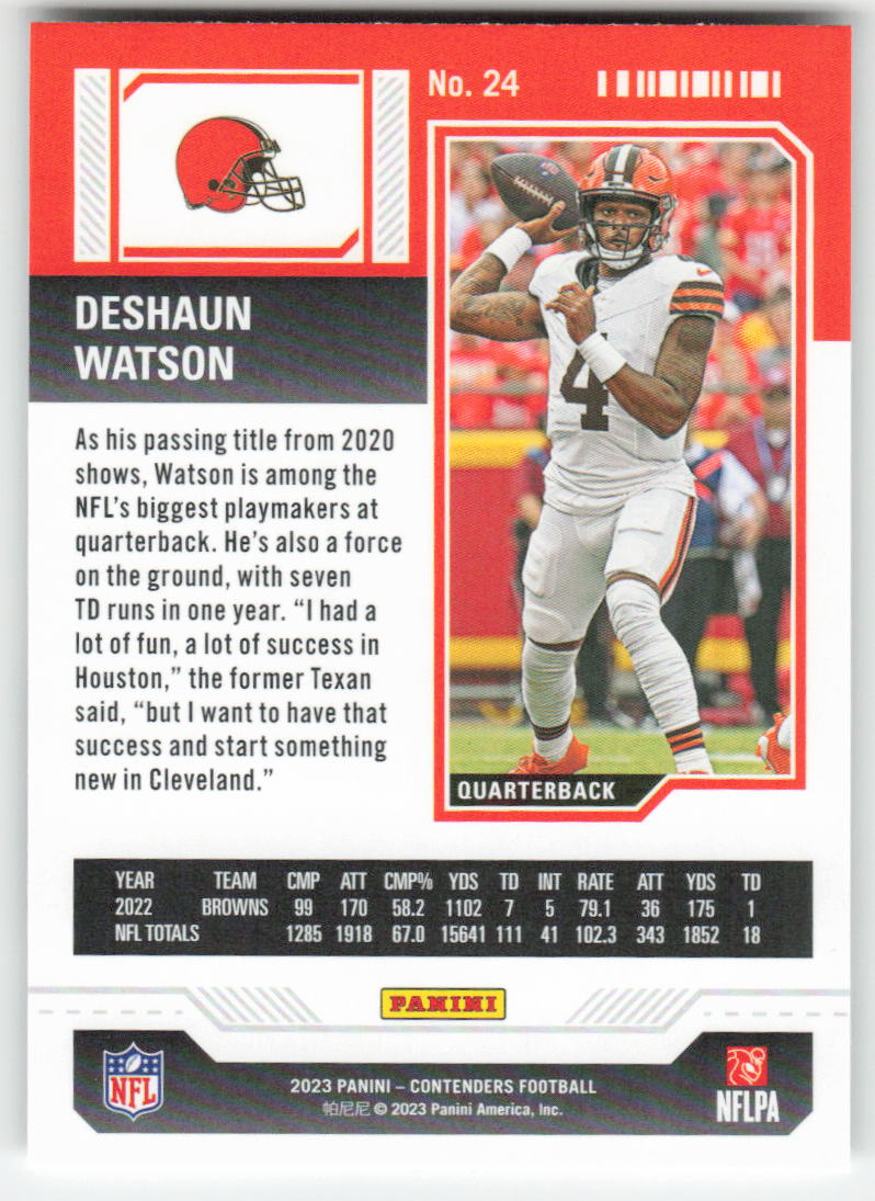 2023 Panini Contenders #24 Deshaun Watson Season Ticket Browns FB1-402