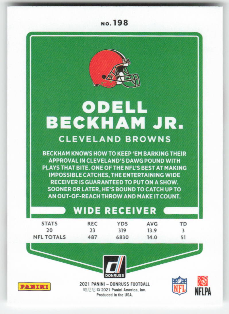 2021 Donruss #198b Odell Beckham Jr. No Helmet Cleveland Browns FB1-410