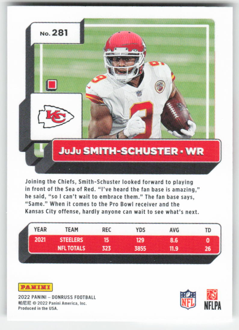 2022 Donruss #281 JuJu Smith-Schuster Kansas City Chiefs FB1-437