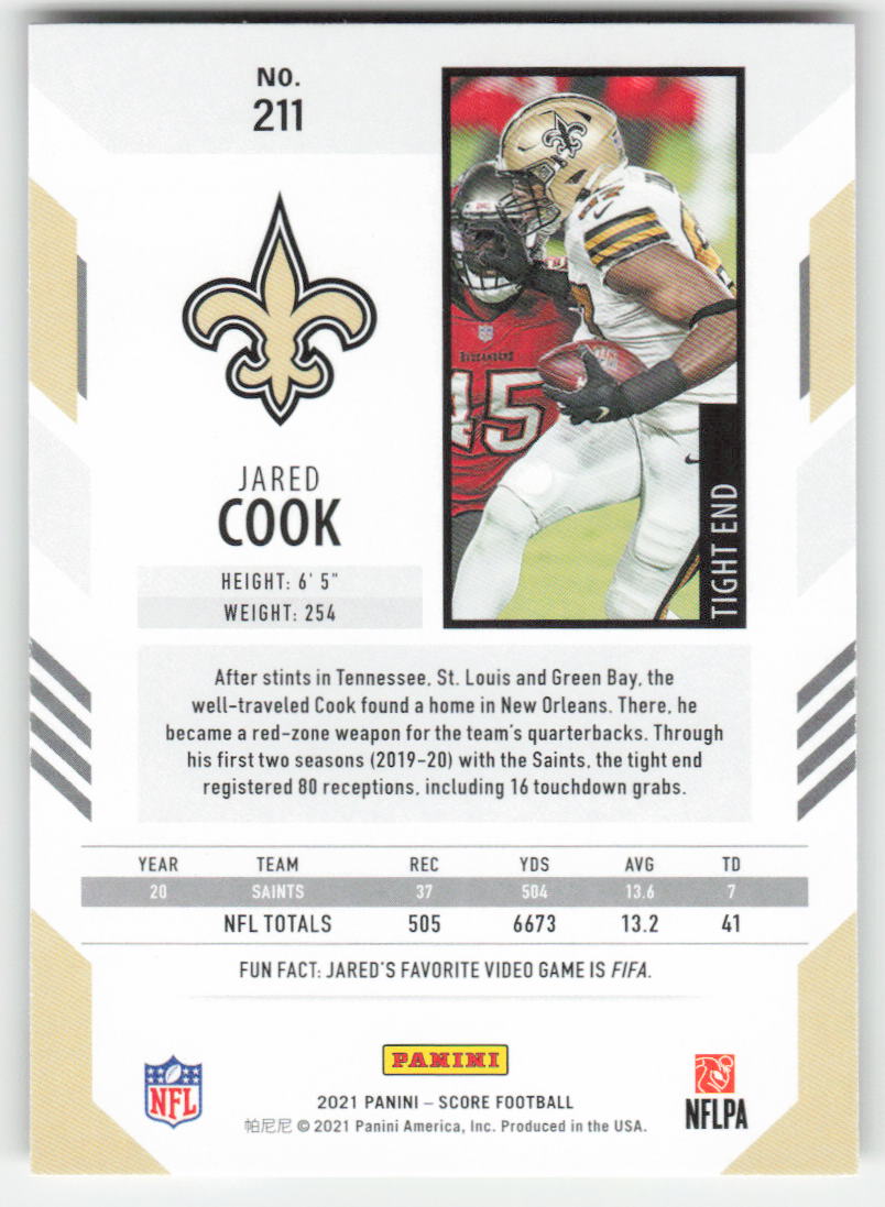 2021 Score #211 Jared Cook New Orleans Saints FB1-446