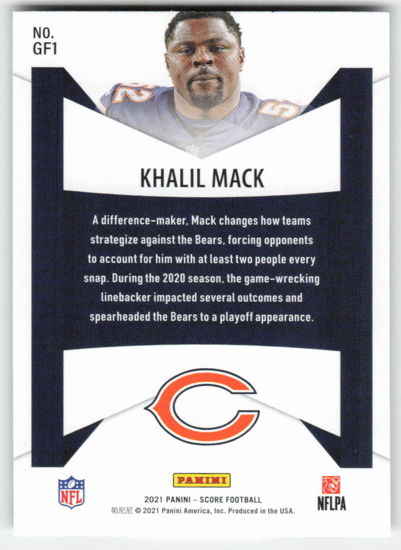 2021 Score #GF1 Khalil Mack Game Face Chicago Bears FB1-457